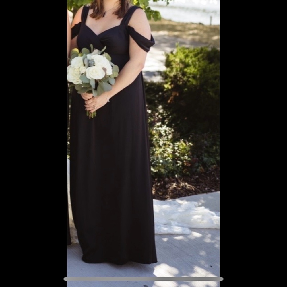 Azazie Black Cold-Shoulder Bridesmaid Gown